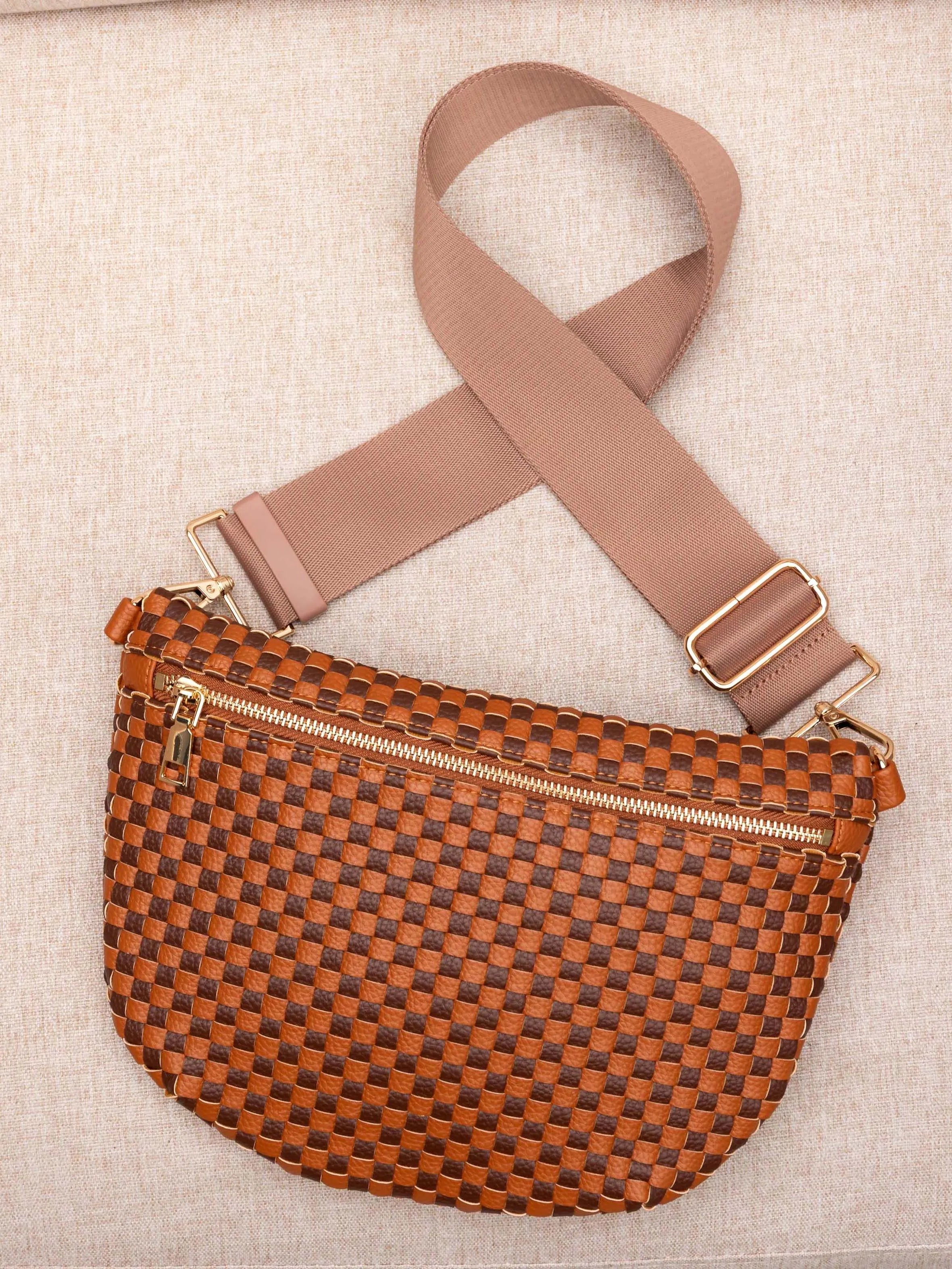 Aili's Corner On the Move Layla Woven Check Crossbody Bag-Women's Accessories-Shop Z & Joxa