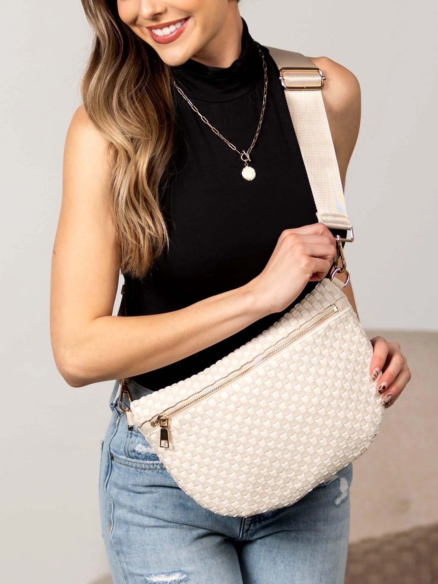 Aili's Corner On the Move Layla Woven Check Crossbody Bag-Women's Accessories-Shop Z & Joxa