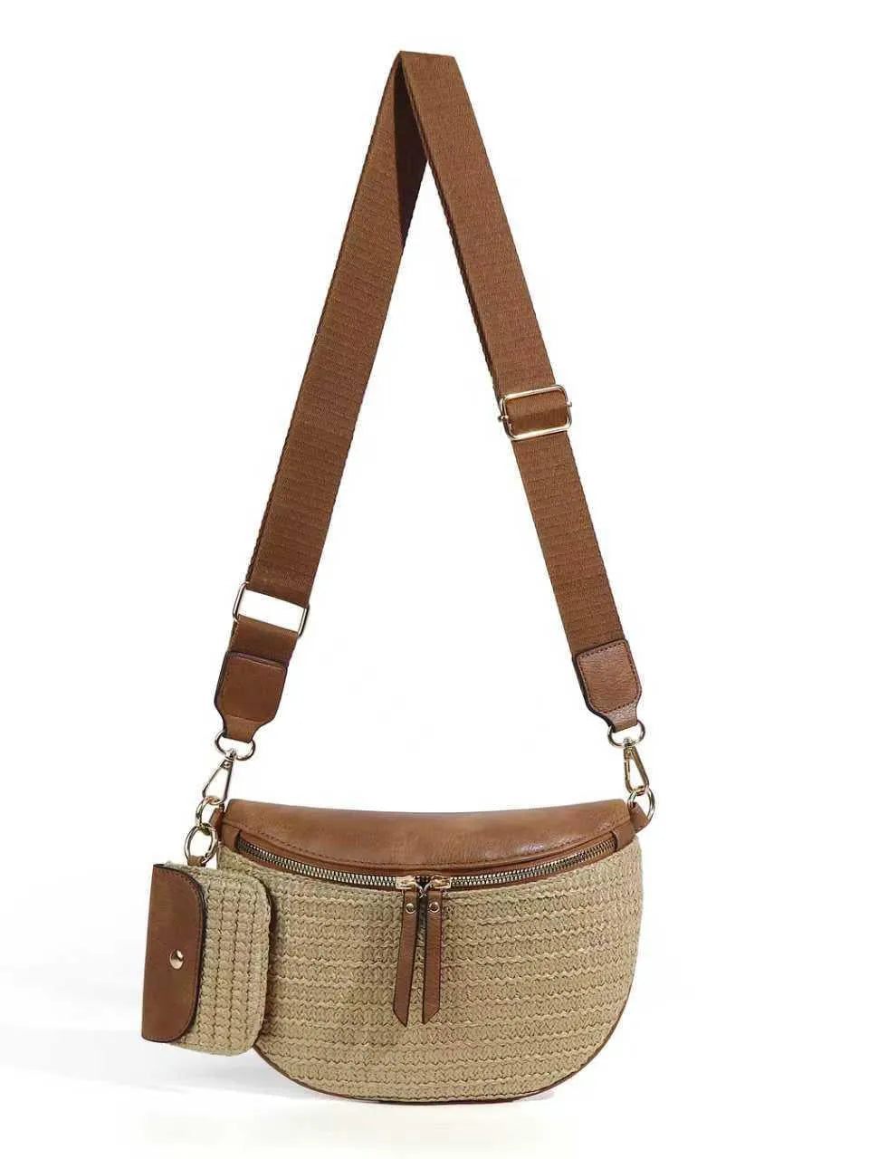 Aili's Corner Sun Chaser Valentina Straw Crossbody Bag-Shop Z & Joxa