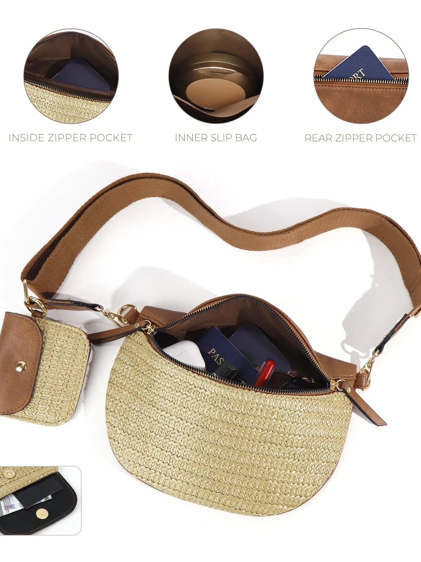 Aili's Corner Sun Chaser Valentina Straw Crossbody Bag-Shop Z & Joxa