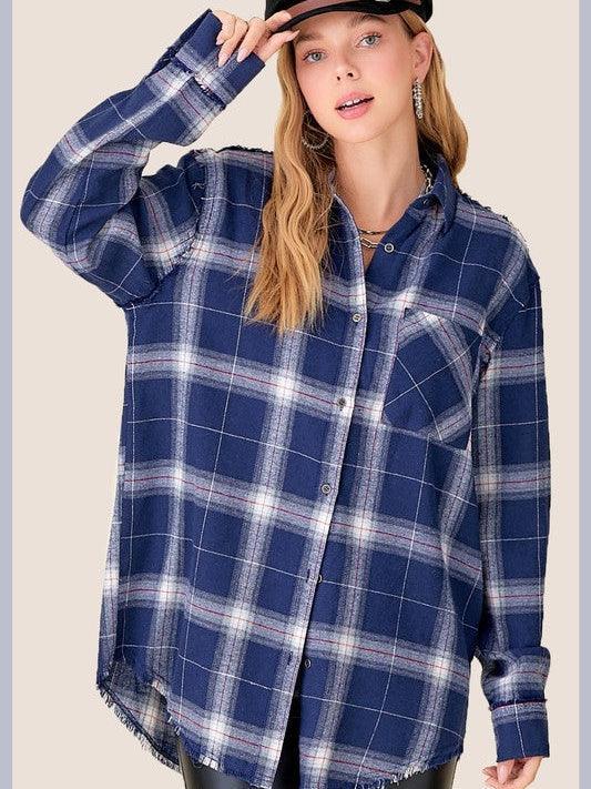All About Fashion Plaid Flannel Shirt-Women's Clothing-Shop Z & Joxa