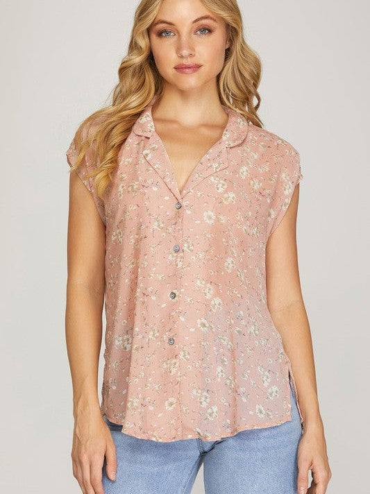 All About Flowers Sheer Floral Button Top-Women's Clothing-Shop Z & Joxa