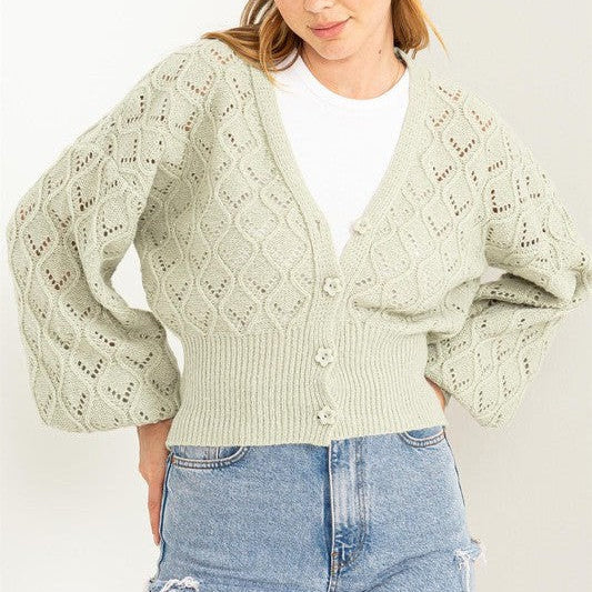 All About the Look Ribbed Cardigan with Oversized Sleeves-Women's Clothing-Shop Z & Joxa