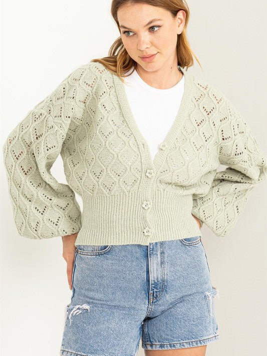 All About the Look Ribbed Cardigan with Oversized Sleeves-Women's Clothing-Shop Z & Joxa