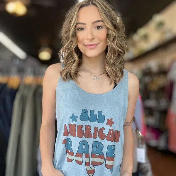 All American Babe Tank Summer Ready Graphic Tank Top-Women's Clothing-Shop Z & Joxa