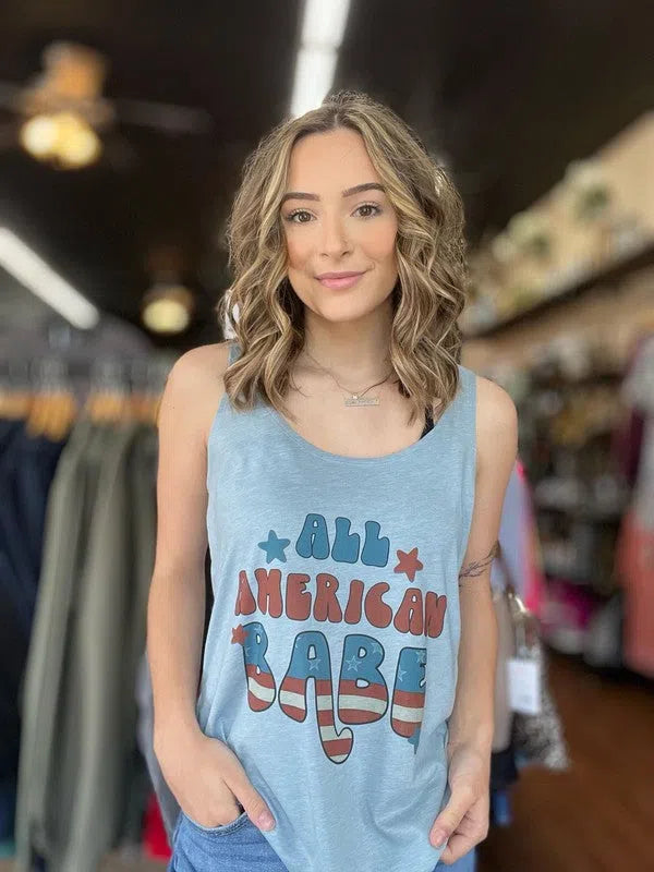 All American Babe Tank Summer Ready Graphic Tank Top-Women's Clothing-Shop Z & Joxa