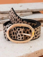 All Around Classic Fuzzy Cheetah Print Oval Buckle Belt-Women's Accessories-Shop Z & Joxa