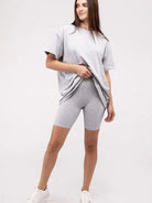 All Day Comfort Cotton Round Neck Top & Biker Shorts Set-Women's Clothing-Shop Z & Joxa