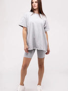 All Day Comfort Cotton Round Neck Top & Biker Shorts Set-Women's Clothing-Shop Z & Joxa