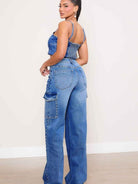 All I Need is Baggy Jeans and Pearls High-Rise Wide Leg Cargo Jeans with Pearl Accents-Women's Clothing-Shop Z & Joxa