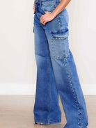 All I Need is Baggy Jeans and Pearls High-Rise Wide Leg Cargo Jeans with Pearl Accents-Women's Clothing-Shop Z & Joxa