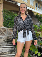 Aloha Semi Sheer Hawaiian Blouse in Black-Women's Clothing-Shop Z & Joxa