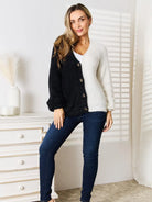 Angel Wings Contrast Crush Black & White Color Block Cardigan-Women's Shirts & Tops-Shop Z & Joxa