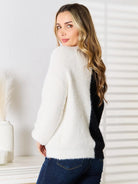 Angel Wings Contrast Crush Black & White Color Block Cardigan-Women's Shirts & Tops-Shop Z & Joxa