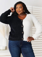 Angel Wings Contrast Crush Black & White Color Block Cardigan-Women's Shirts & Tops-Shop Z & Joxa