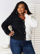 Angel Wings Contrast Crush Black & White Color Block Cardigan-Women's Shirts & Tops-Shop Z & Joxa