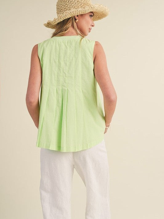 Apple of My Eye Pintuck Flared Babydoll Tank Top-Shirts & Tops-Shop Z & Joxa