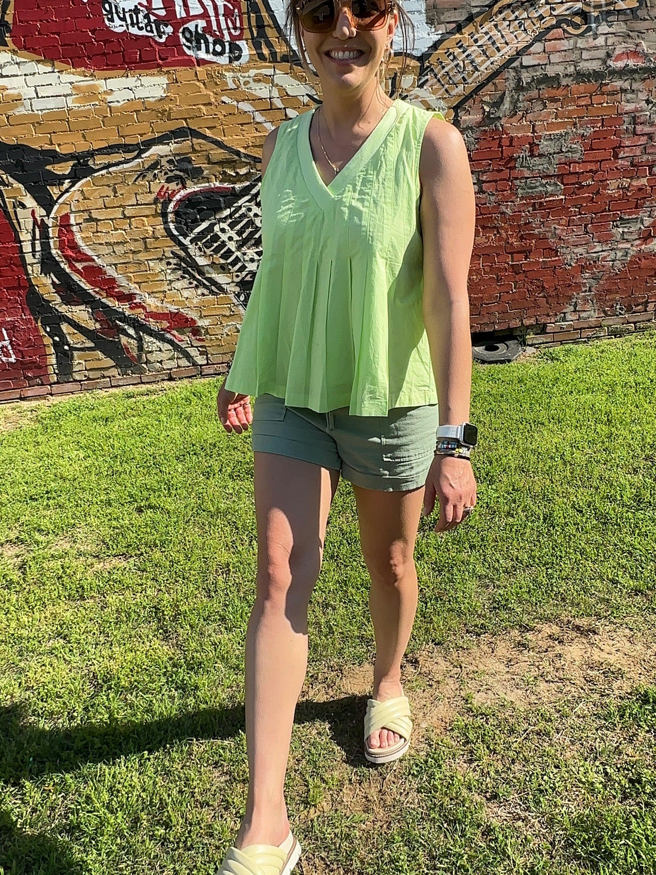 Apple of My Eye Pintuck Flared Babydoll Tank Top-Women's Shirts & Tops-Shop Z & Joxa