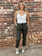 Army Green Drawstring Joggers-Women's Clothing-Shop Z & Joxa