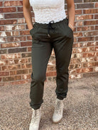 Army Green Drawstring Joggers-Women's Clothing-Shop Z & Joxa