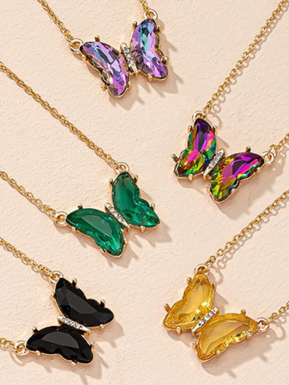 Aurora Glass Crystal Butterfly Necklace-Necklaces-Shop Z & Joxa