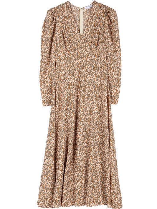 Autumn Gold Floral Flair Maxi Dress-Women's Dresses-Shop Z & Joxa