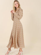 Autumn Gold Floral Flair Maxi Dress-Women's Dresses-Shop Z & Joxa