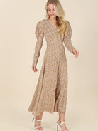 Autumn Gold Floral Flair Maxi Dress-Women's Dresses-Shop Z & Joxa