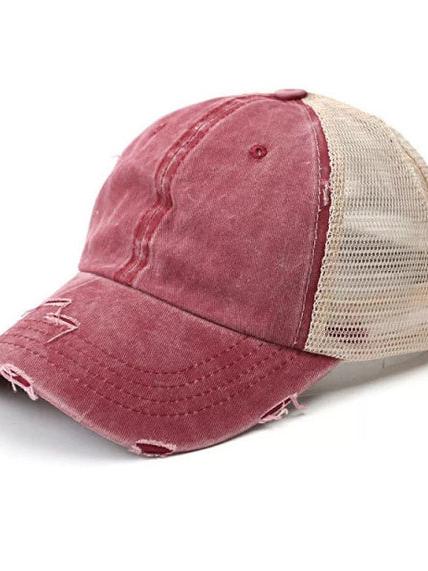 Aili's Corner Hot Mess Distressed Messy Bun Ball Hat