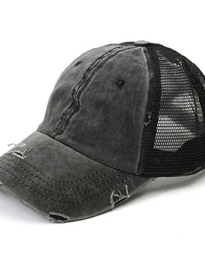 Aili's Corner Hot Mess Distressed Messy Bun Ball Hat