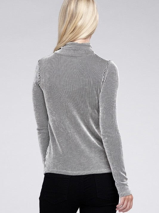 Basic Style Ribbed Turtle Neck Long Sleeve Top-Women's Clothing-Shop Z & Joxa