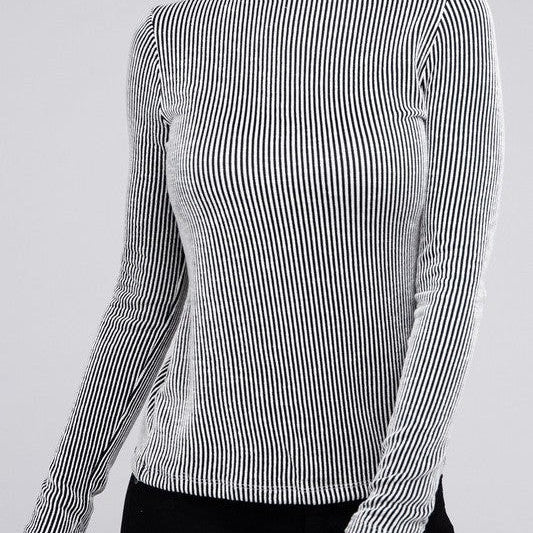 Basic Style Ribbed Turtle Neck Long Sleeve Top-Women's Clothing-Shop Z & Joxa