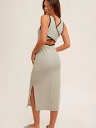 Be Your Own Kind of Beautiful Back Cutout Striped Midi Dress-Women's Clothing-Shop Z & Joxa