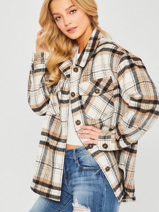 Be the Envy Must Have Plaid Shacket-Women's Clothing-Shop Z & Joxa