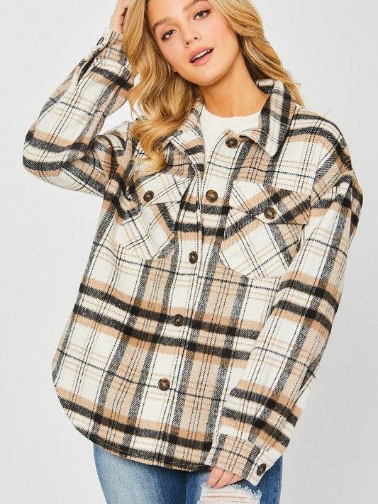 Be the Envy Must Have Plaid Shacket-Women's Clothing-Shop Z & Joxa