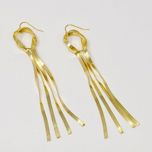 Better Than Words Herringbone Chain Drop Earrings-Women's Accessories-Shop Z & Joxa