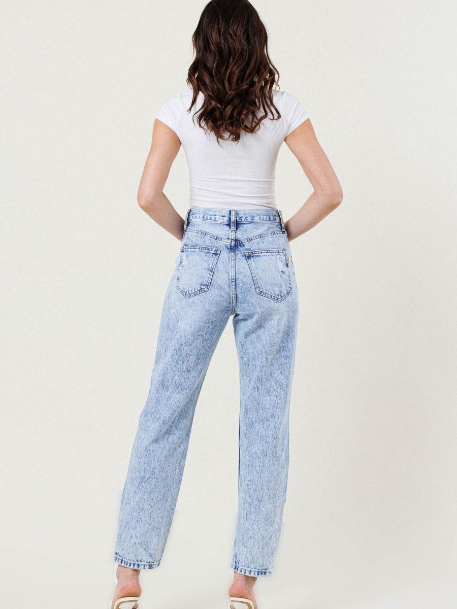Beyond Distressed Straight-Fit Acid Wash Jeans-Women's Clothing-Shop Z & Joxa