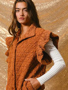 BiBi Amber Aura Quilted Ruffle Sleeveless Vest-Women's Outerwear-Shop Z & Joxa