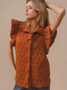 BiBi Amber Aura Quilted Ruffle Sleeveless Vest-Women's Outerwear-Shop Z & Joxa