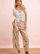 BiBi Barrel of Blooms Washed Floral Twill Barrel Pants-Women's Pants-Shop Z & Joxa