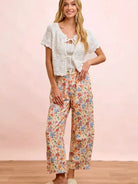BiBi Barrel of Blooms Washed Floral Twill Barrel Pants-Women's Pants-Shop Z & Joxa