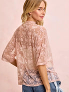 BiBi Blush Bow Short Sleeve Bow Print Boxy Mesh Top-Women's Shirts & Tops-Shop Z & Joxa