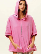 BiBi Blush & Chill Waffle Vintage Washed Waffle Thermal Hoodie-Women's Shirts & Tops-Shop Z & Joxa