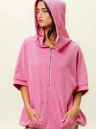 BiBi Blush & Chill Waffle Vintage Washed Waffle Thermal Hoodie-Women's Shirts & Tops-Shop Z & Joxa