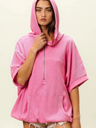 BiBi Blush & Chill Waffle Vintage Washed Waffle Thermal Hoodie-Women's Shirts & Tops-Shop Z & Joxa