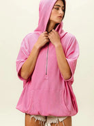 BiBi Blush & Chill Waffle Vintage Washed Waffle Thermal Hoodie-Women's Shirts & Tops-Shop Z & Joxa