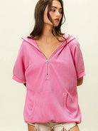 BiBi Blush & Chill Waffle Vintage Washed Waffle Thermal Hoodie-Women's Shirts & Tops-Shop Z & Joxa