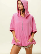 BiBi Blush & Chill Waffle Vintage Washed Waffle Thermal Hoodie-Women's Shirts & Tops-Shop Z & Joxa