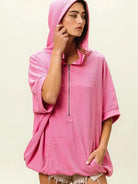 BiBi Blush & Chill Waffle Vintage Washed Waffle Thermal Hoodie-Women's Shirts & Tops-Shop Z & Joxa