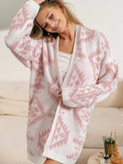 BiBi Boho Breeze Aztec Pattern Open Front Cardigan-Women's Shirts & Tops-Shop Z & Joxa
